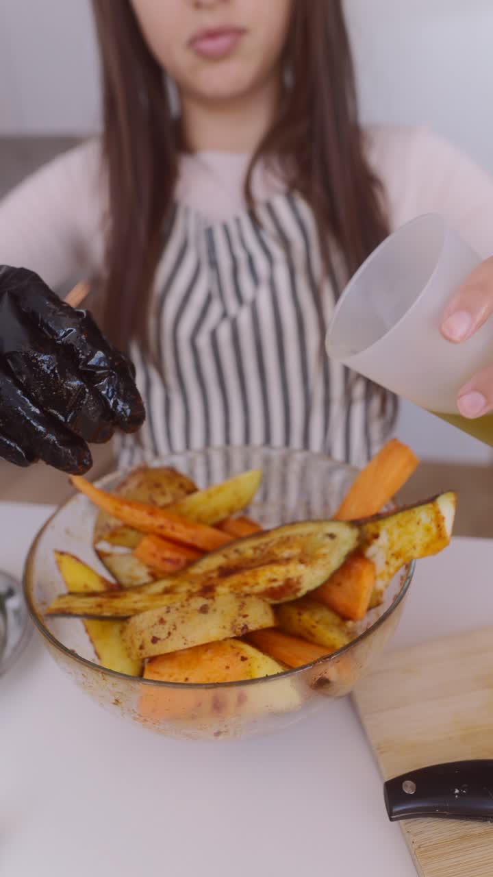 preparación de verduras asadas