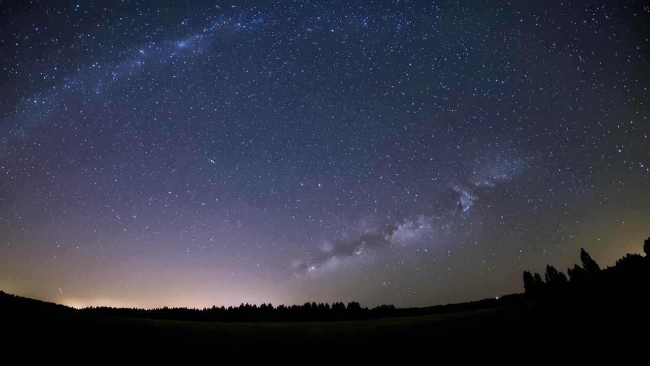 Milky Way over a field at night