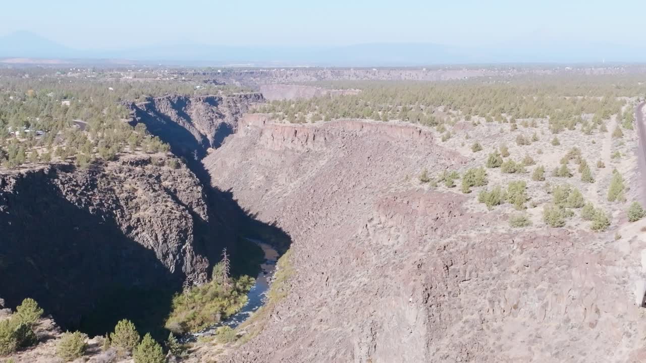 Aerial View of Crooked River Canyon with Rugged Arid Terrain