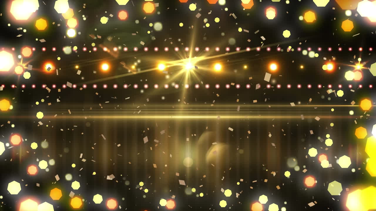 눈이 떨어지고 크리스마스 요정의 불빛이 스포트라이트 위에 박이는 애니메이션