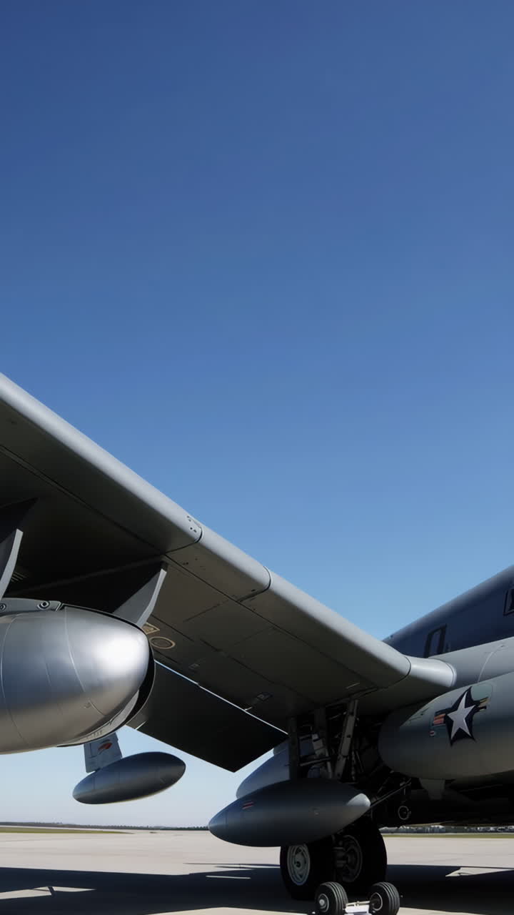 Close-up view of an airplane wing and engines