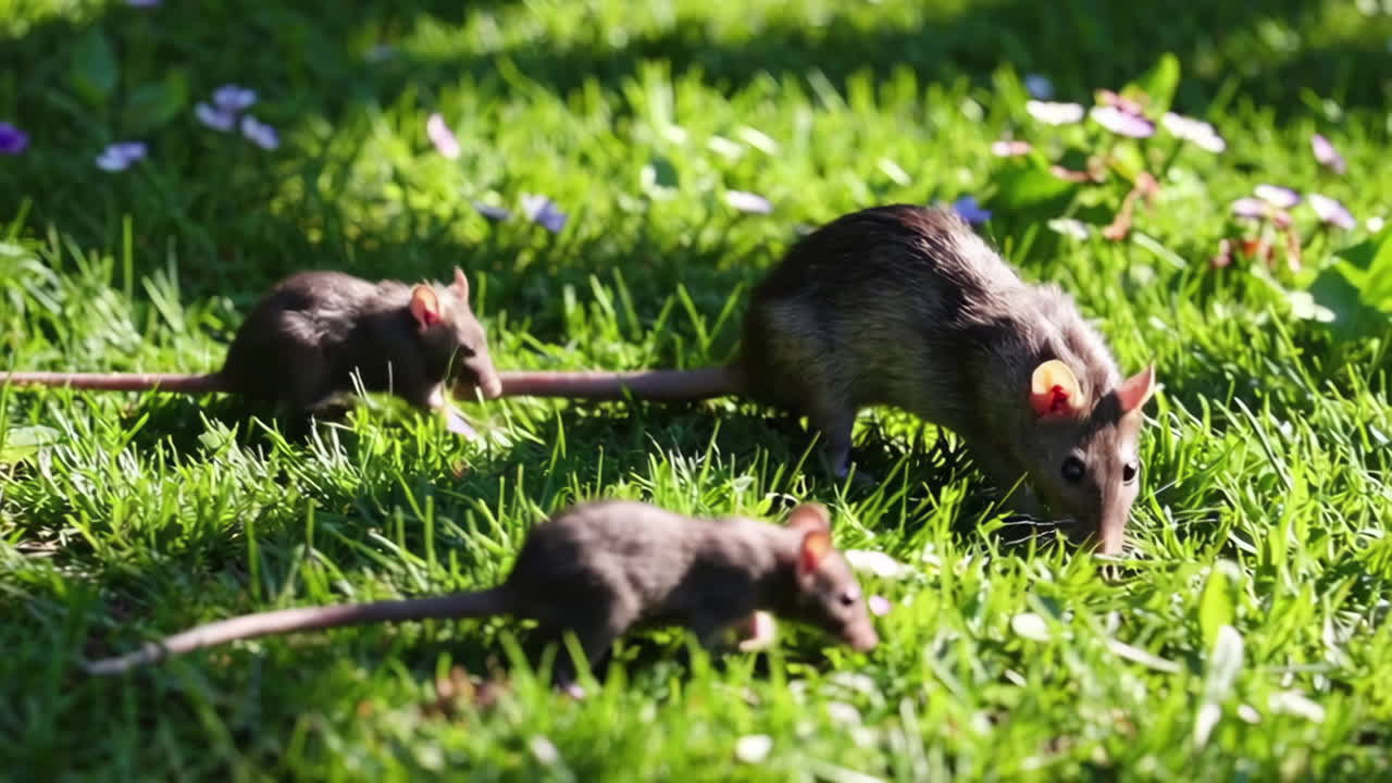 ratas en un jardín