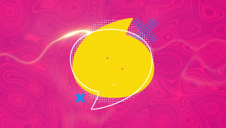 animación de un estandarte de forma abstracta con espacio de copia contra patrones caleidoscópicos en fondo rosa