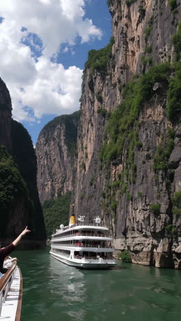 cruise ship navigating through the three gorges