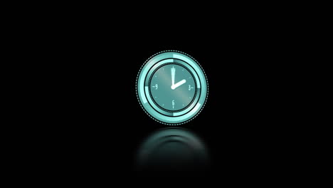 animación de un reloj con manecillas giratorias y explosión de humo rojo, sobre fondo negro