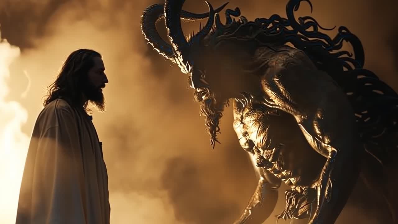 Jesus Christ Confronts a Demonic Beast