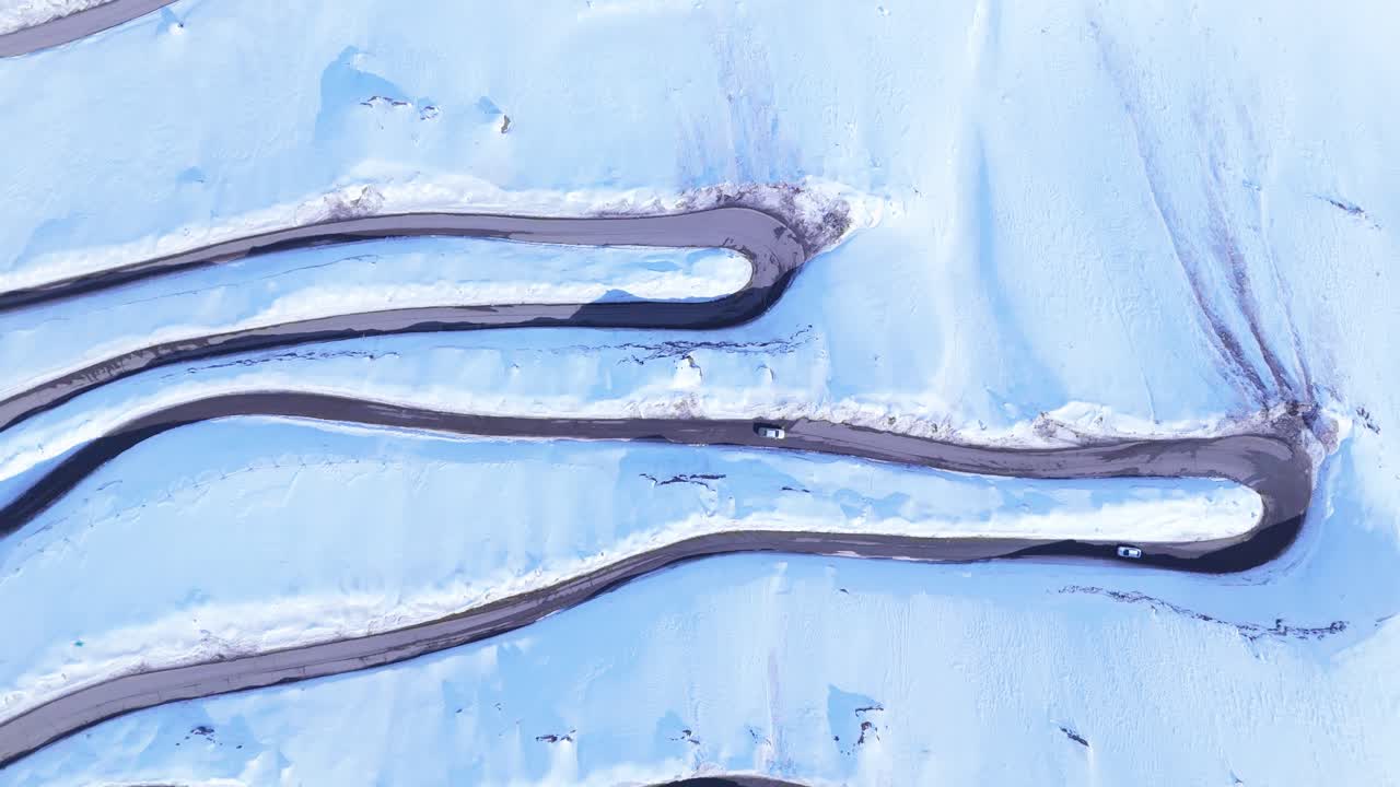 Road to Valle Nevado with snow, metropolitan region, country of Chile