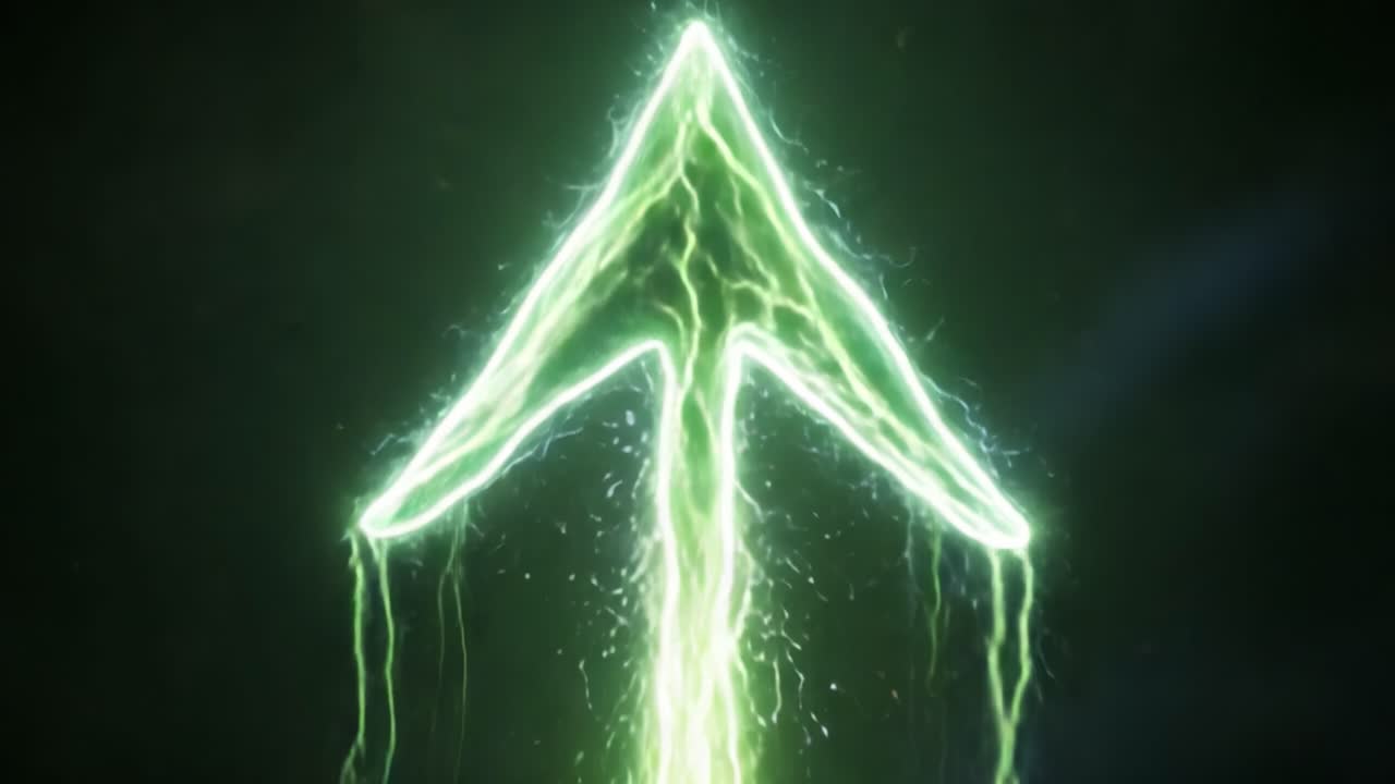 A Striking Display of Vibrant Green Energy in an Electrifying Arrow Shape, Capturing the Essence of Power and Vision in a Stunning Visual Experience