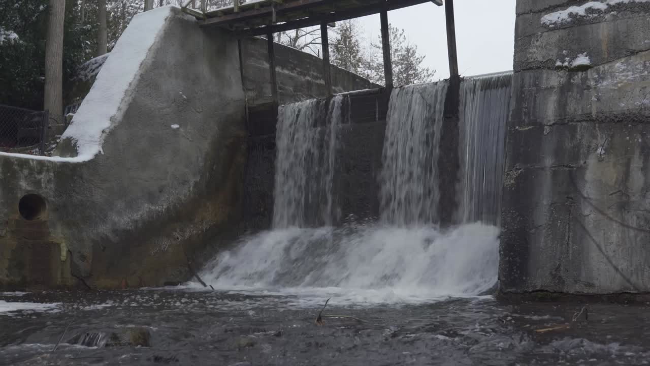 Water Flowing Over A Waterfall In A Winter Scene, Beautiful Destination
