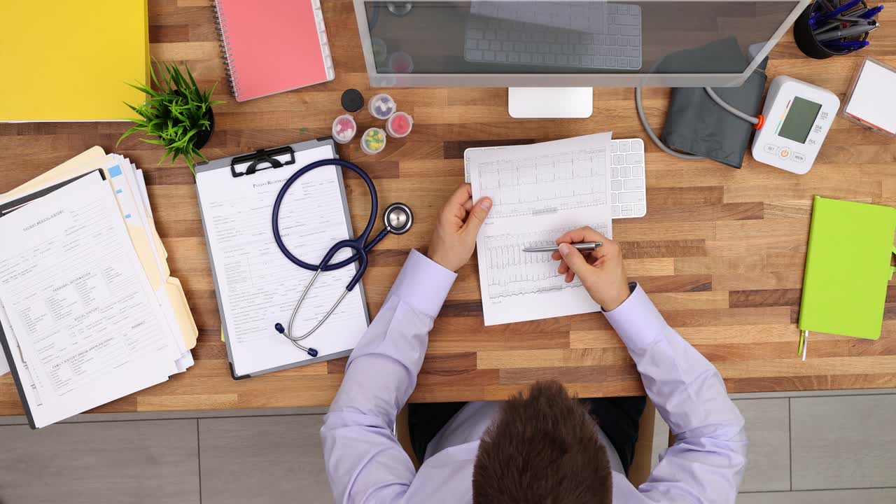Doctor's Workspace with Medical Records
