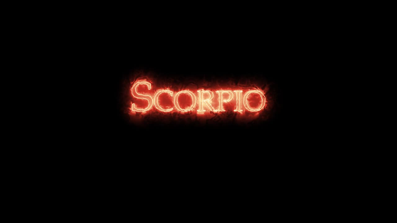Scorpio astrological sign written with fire. Loop