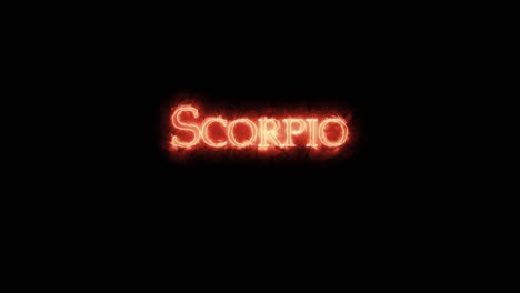 scorpio astrological sign written with fire. loop