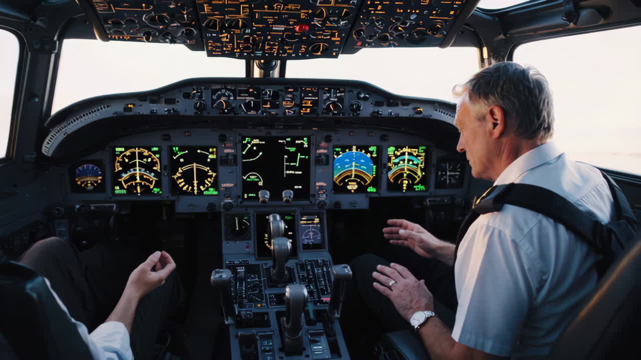 Airplane Cockpit with Pilots