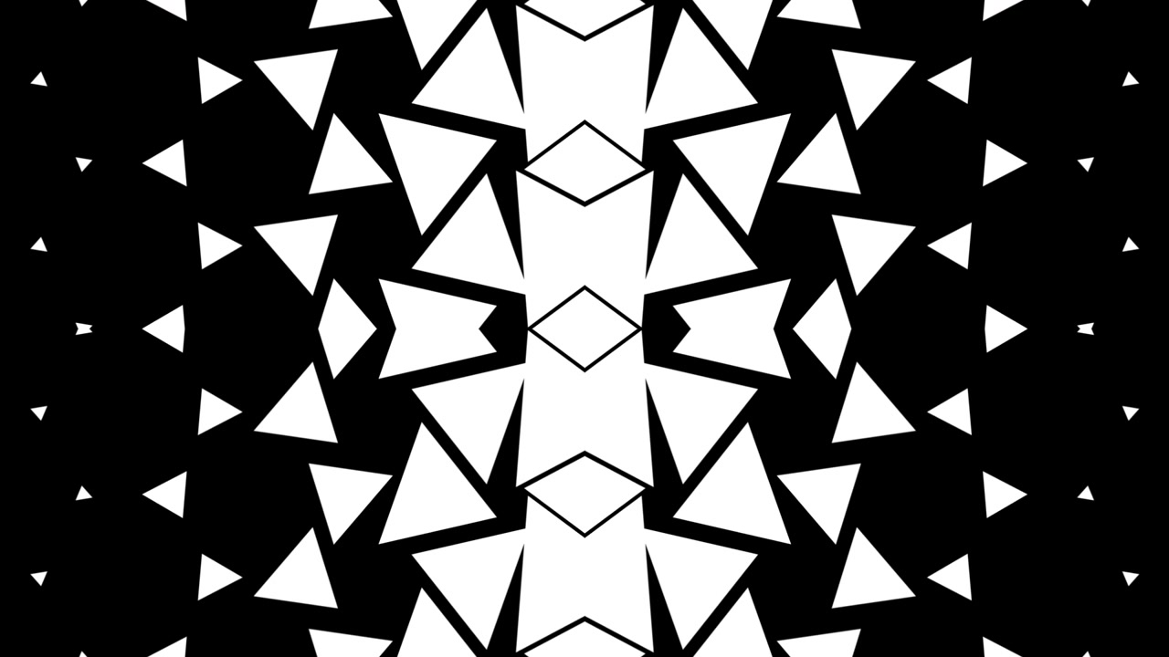 Abstract Geometric Transition with Expanding White Triangles on Black Background
