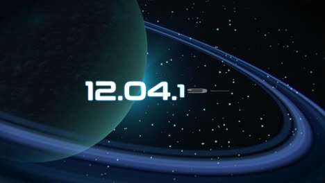 12.04.1961 with blue planet and rings in galaxy