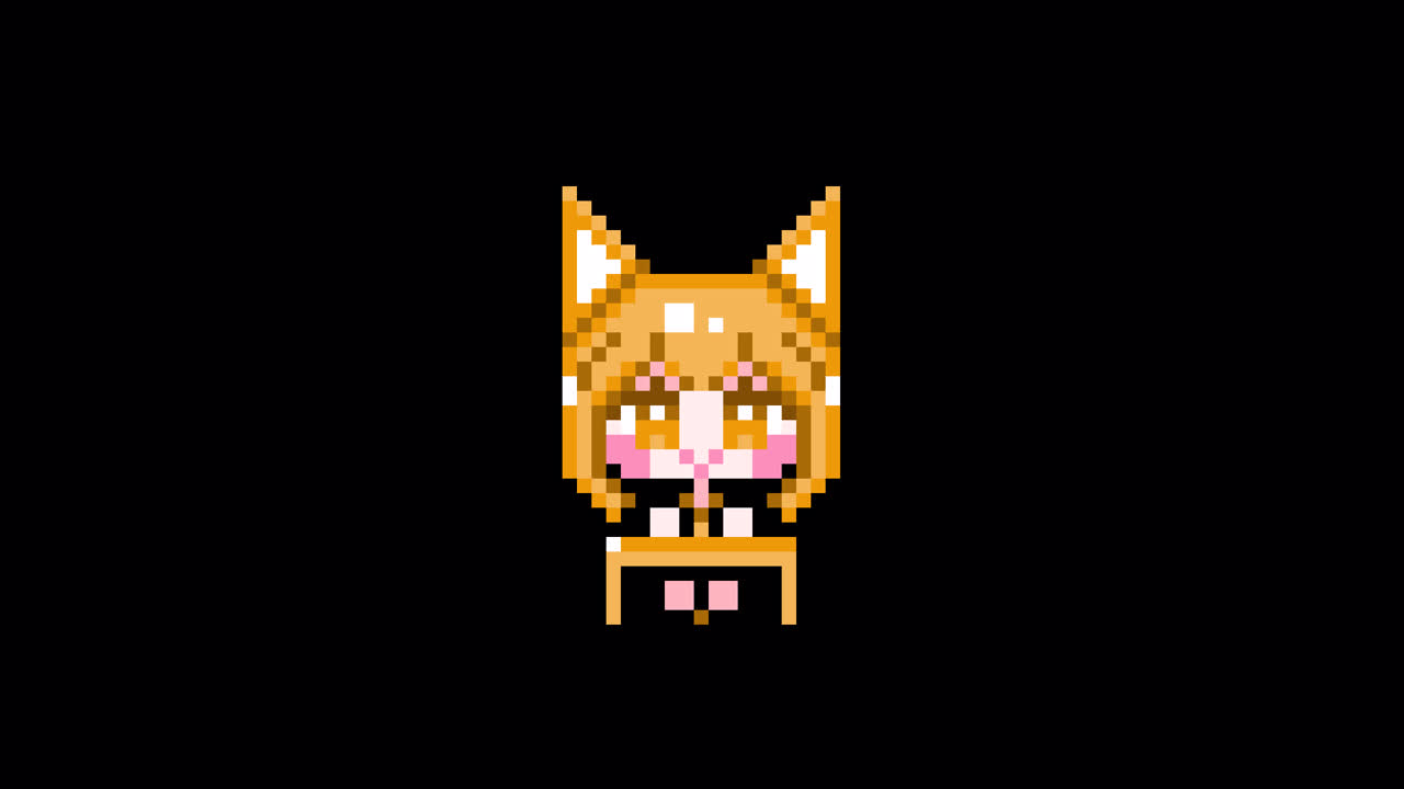Pixel Cat girl sit at a desk short hair Looping animation. 1080p (8).mov
