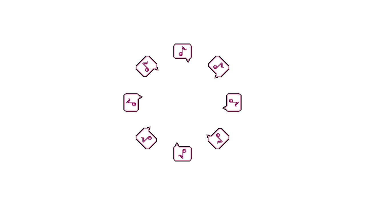 Pixel Art Speech bubble Eighth note Spinning Circle Animated Overlay Transparent 30fps (1)