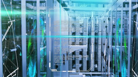 animación del procesamiento de datos digitales a través de servidores informáticos