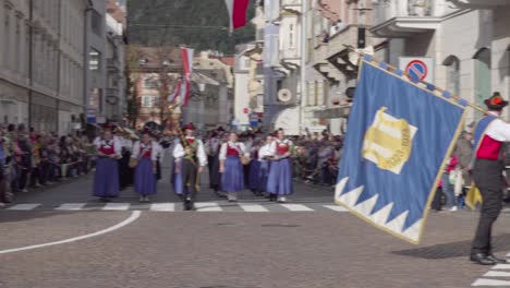 traditional marching band parade in european town