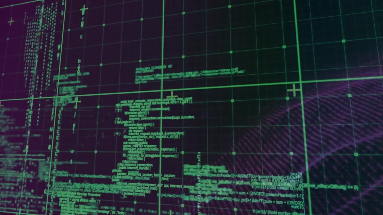 Animation of data processing over black background