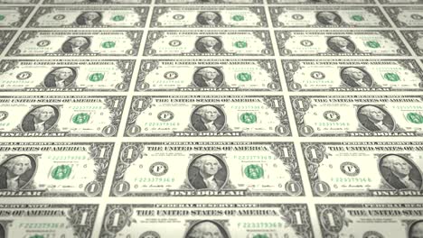 serie of bills of one dollars on print, cash money, loop