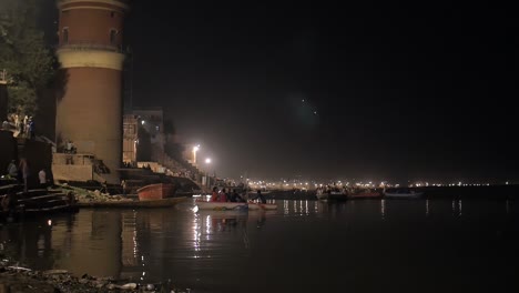 reveal shot of the ganges at night