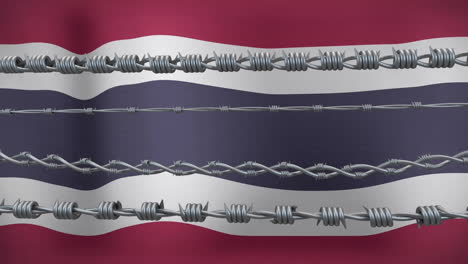 barbed wire animation over flag with red, white, and blue stripes