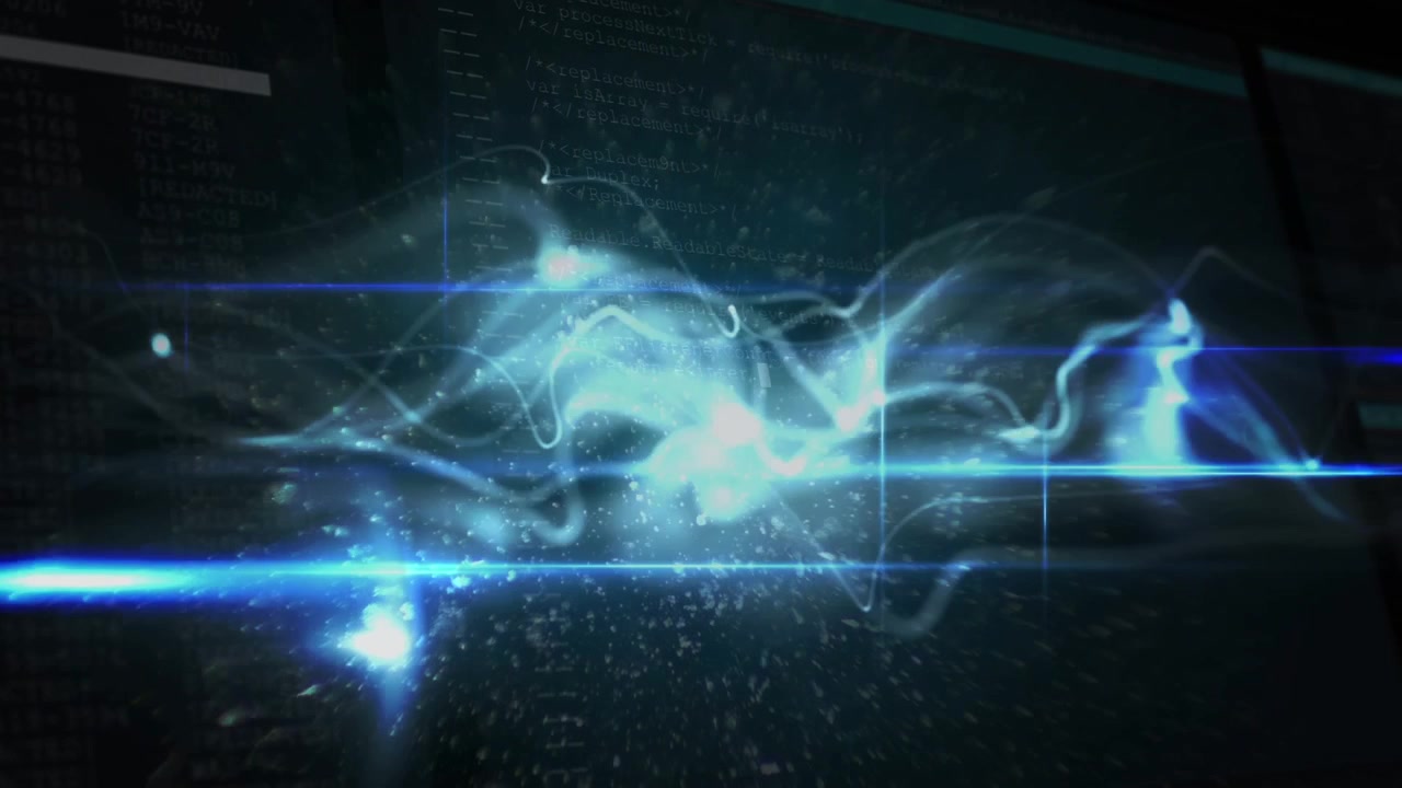 Animation of waves and lights on black background