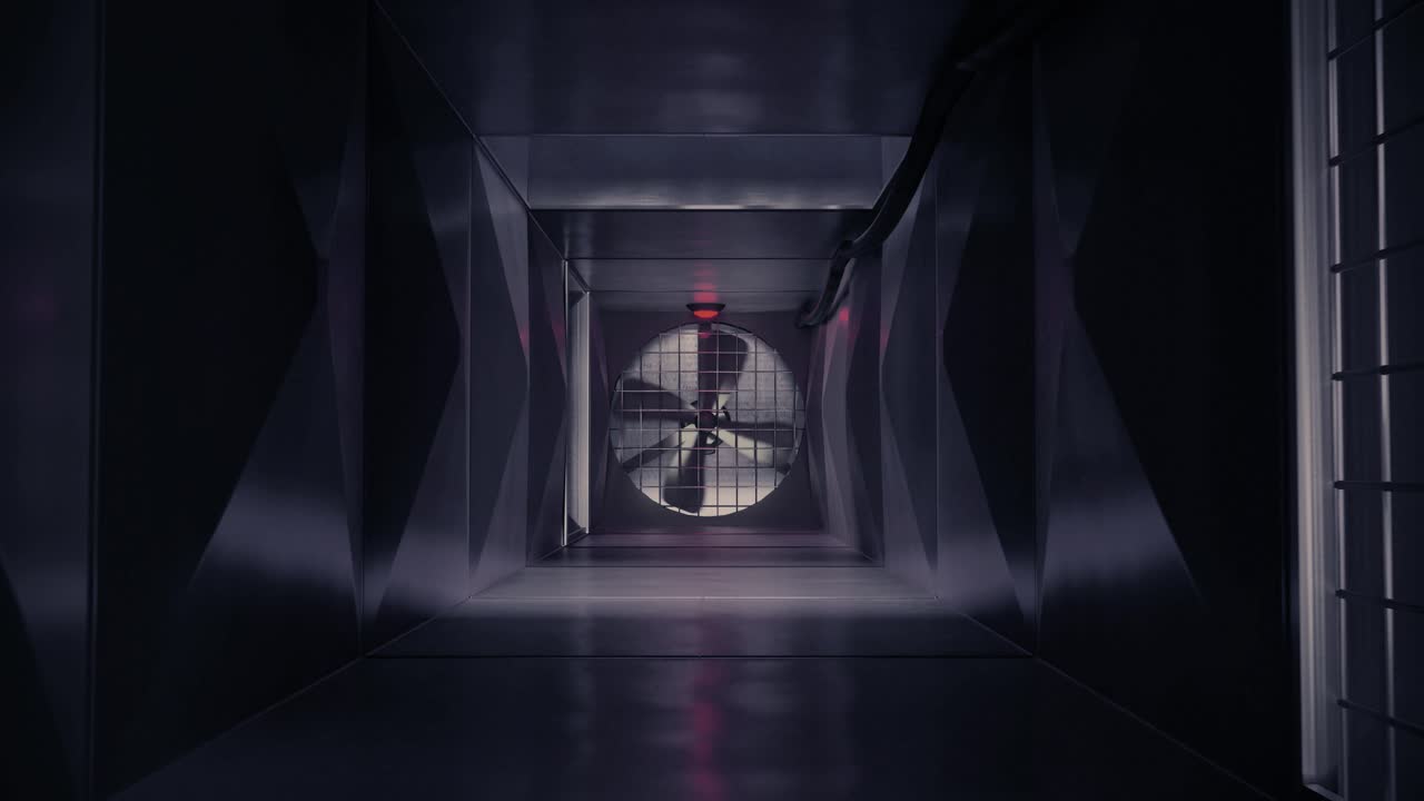 dentro de la ventilación del aire, el conducto de aire, el eje de ventilación, el sistema de ventilación de acción, el escape de la película 4k.