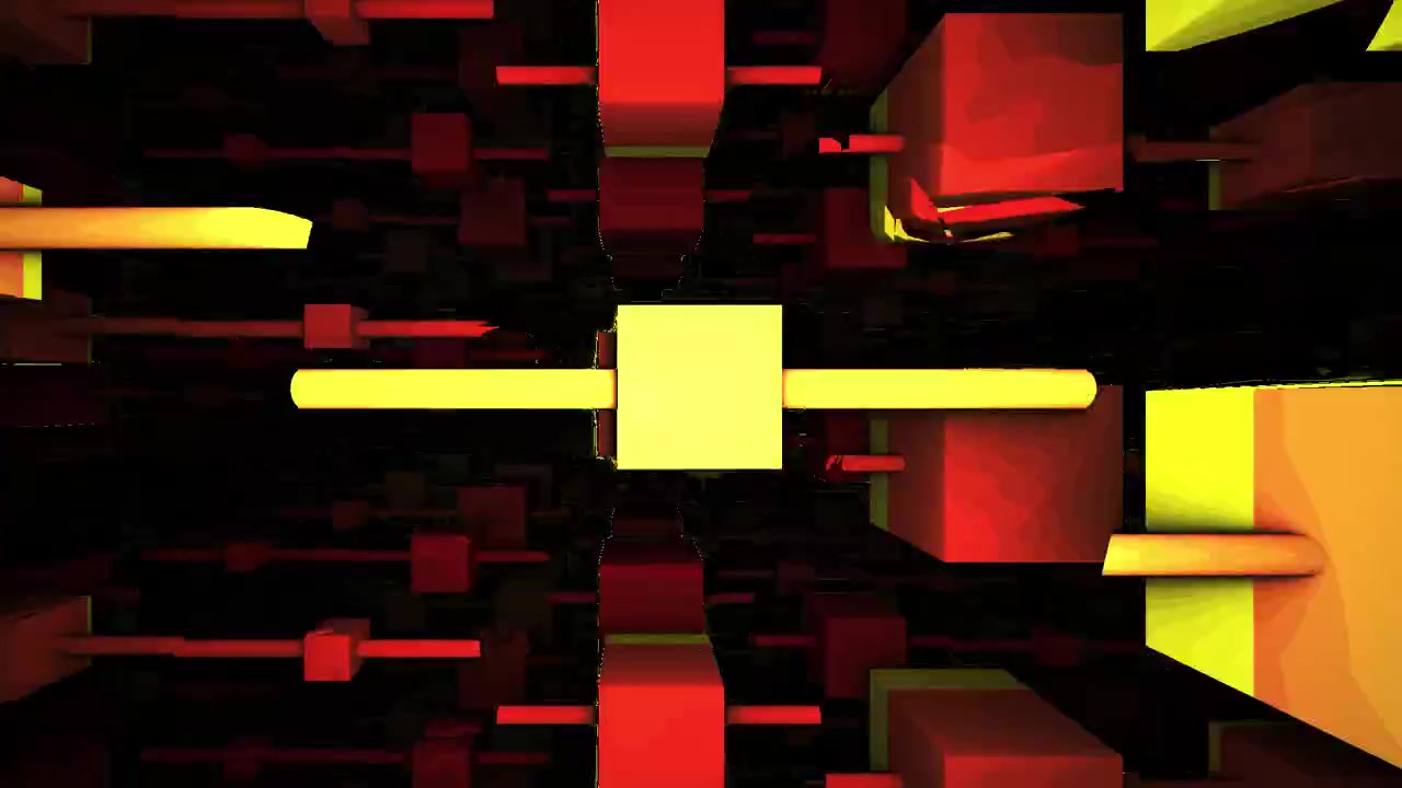 Dynamische abstrakte Animation sich verbindender geometrischer Würfel und Stäbe.