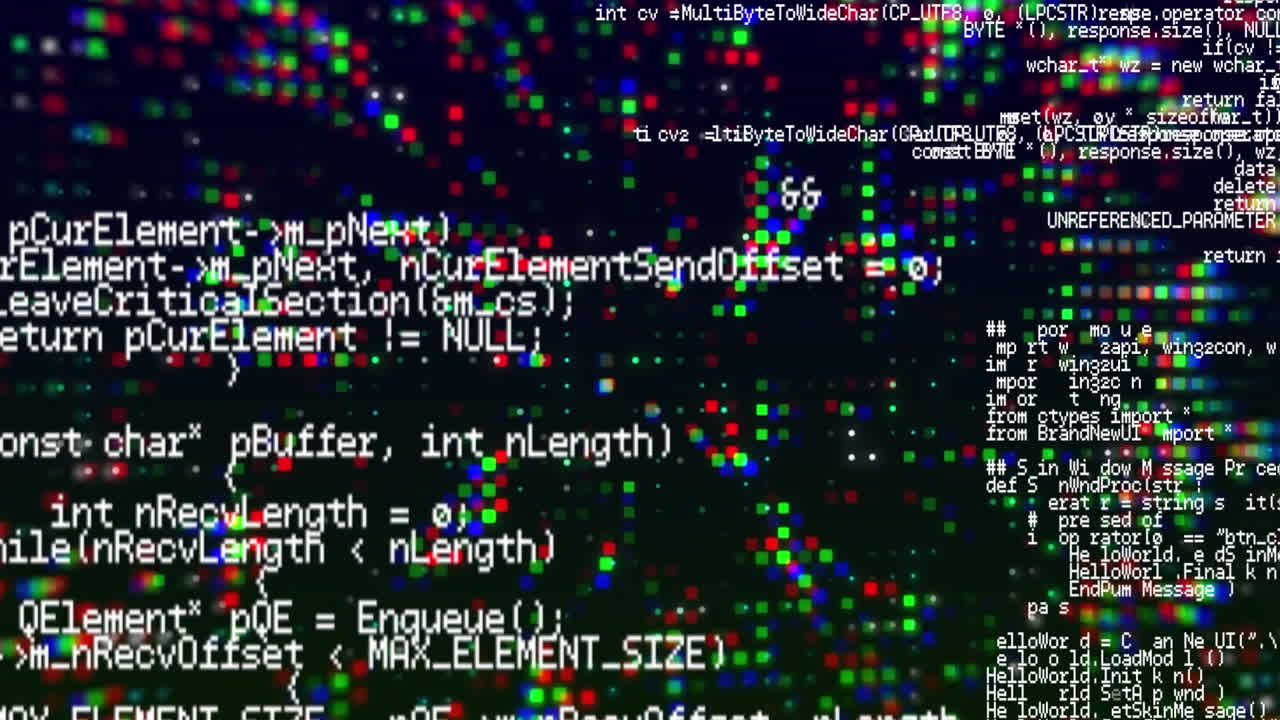 animatie van gloeiende vlekken en gegevensverwerking