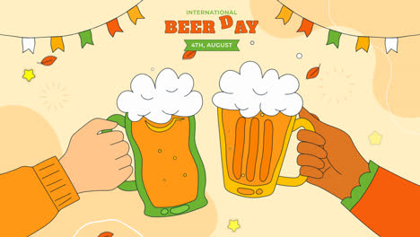 국제 맥주 의 날 축하 를 위해 손으로 그린 배경 의 애니메이션