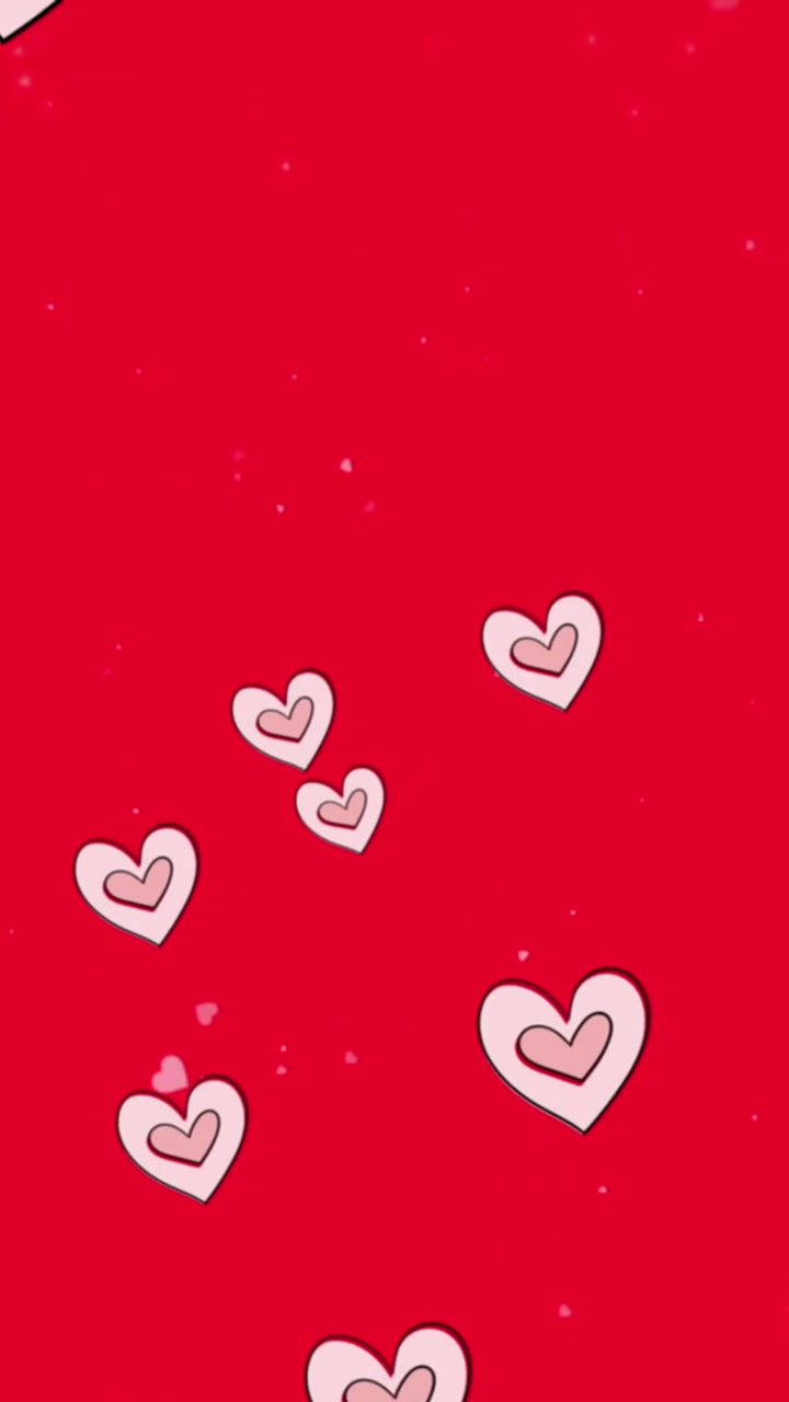 Animazione di icone di cuori rosa che fluttuano su spazio per il testo su sfondo rosso