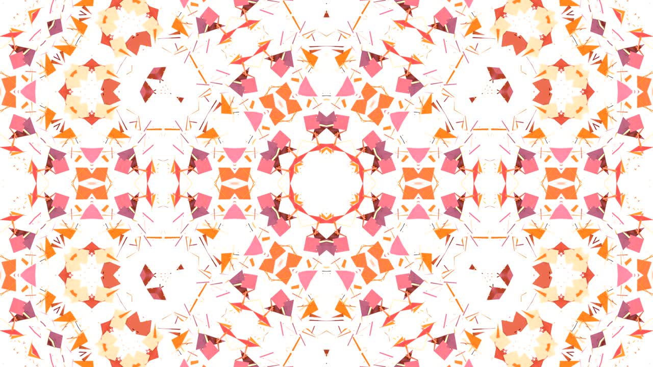 Sfondo astratto geometrico low poly come effetto vetrata in movimento o caleidoscopio in 4K. Animazione 3D in loop, filmato continuo nel popolare stile low poly. Colore arancione V3