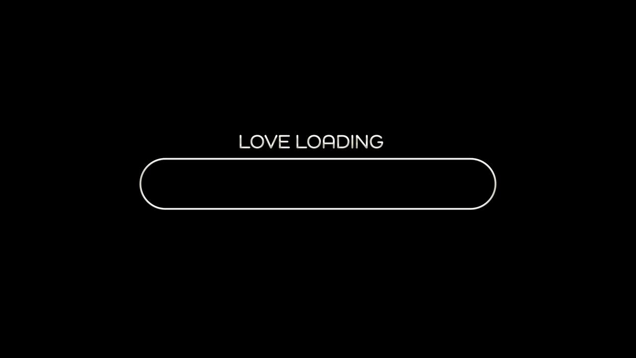 Love loading rainbow hearts animation, loading bar on a black background