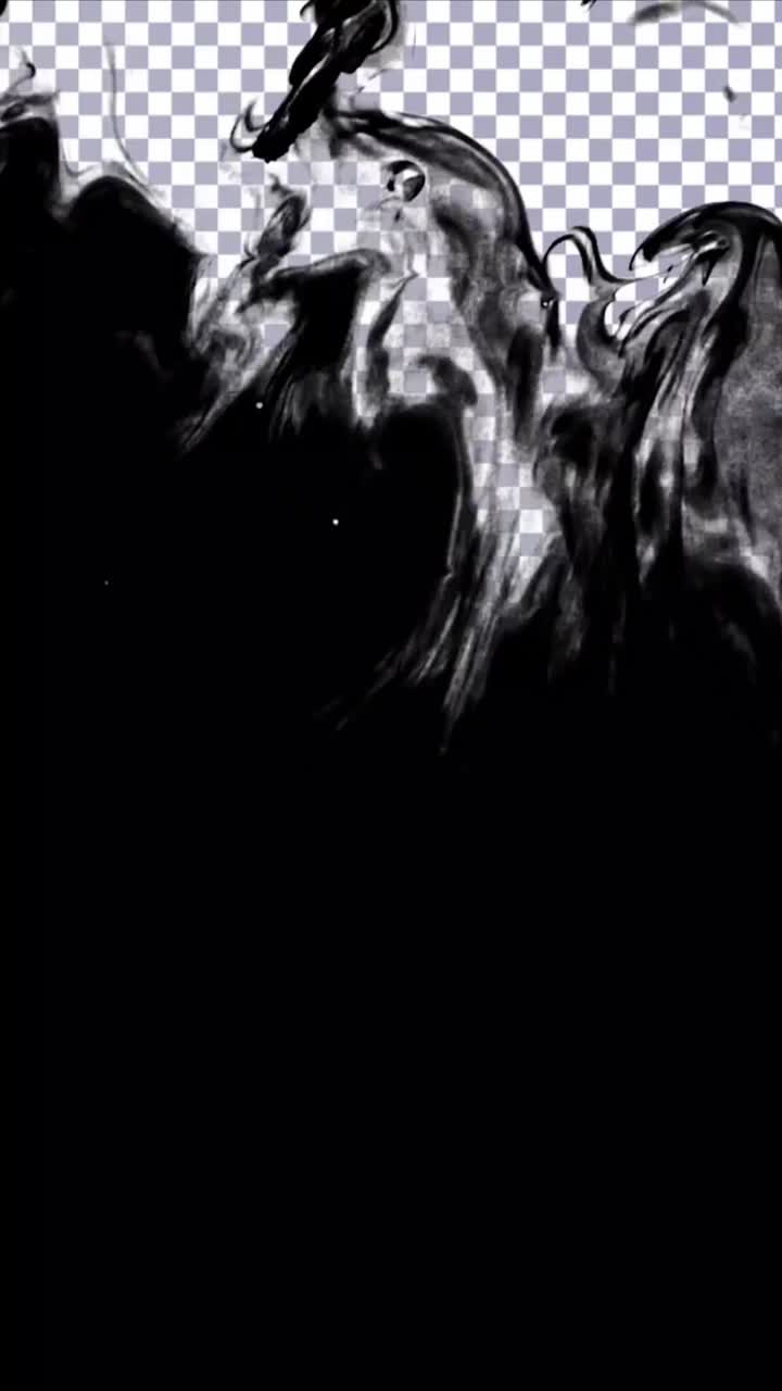Inchiostro nero che si diffonde e riempie lo schermo con canale alfa