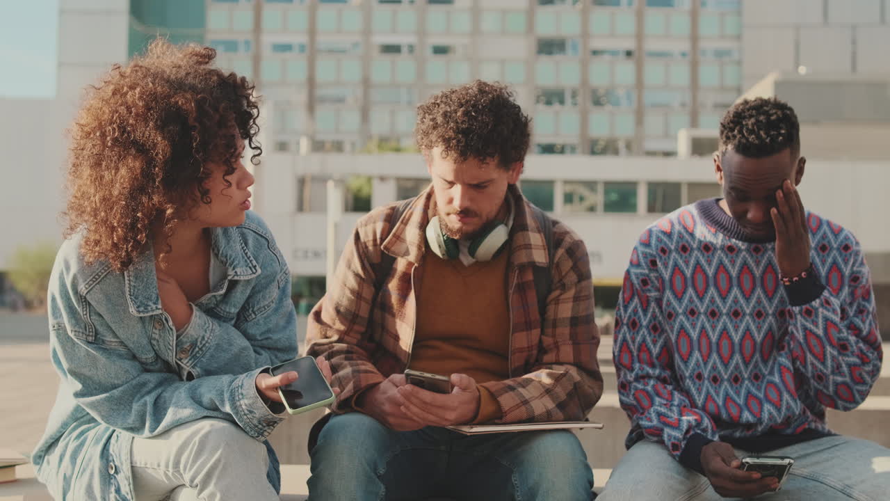 Students using mobile phones