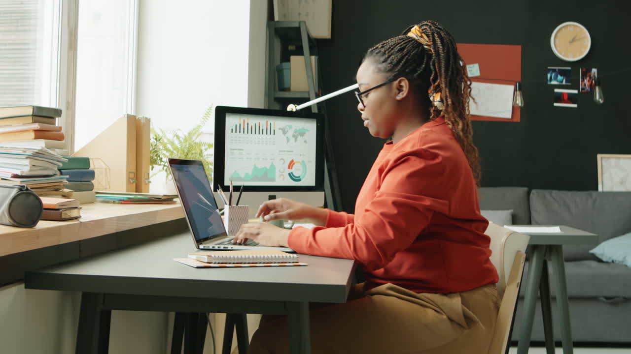 African American Woman Working from Home