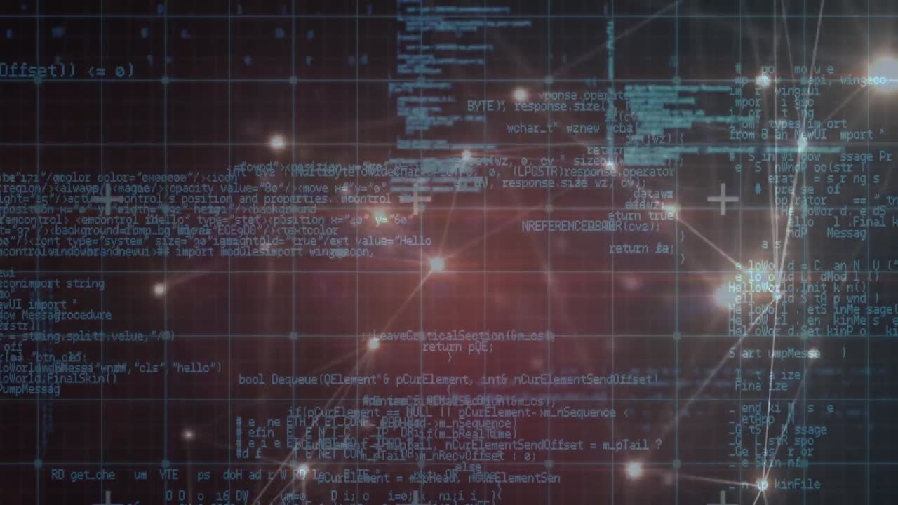 animación de la red de conexiones y datos diversos en el espacio digital