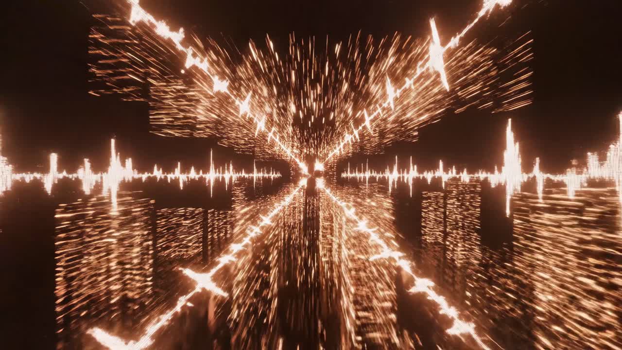 Abstract Digital Tunnel with Sound Wave Visualization