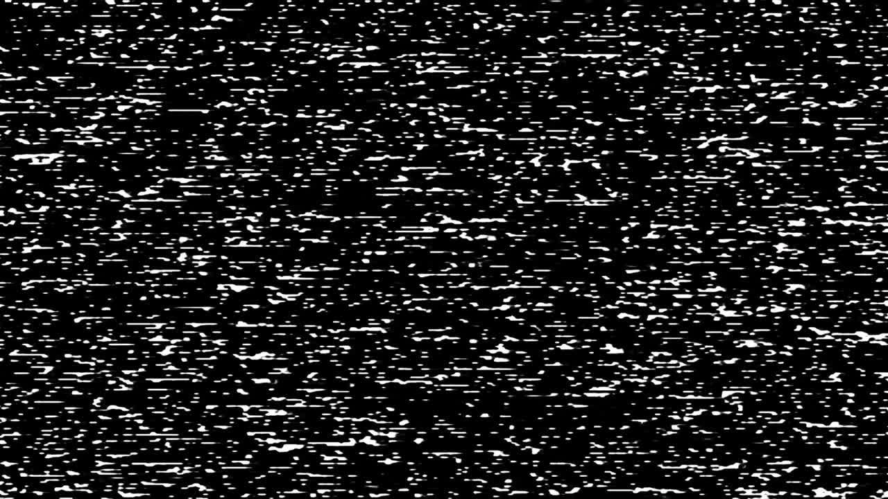 VHS screen digital glitch and noise. Videotape Tracking defect mode. Bkack and white dynamic noise motion. Old film grunge on black background realistic flickering