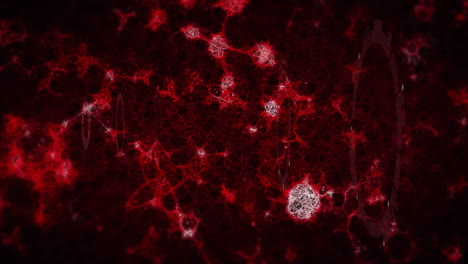 animation of glowing neural network pattern with red and white connections