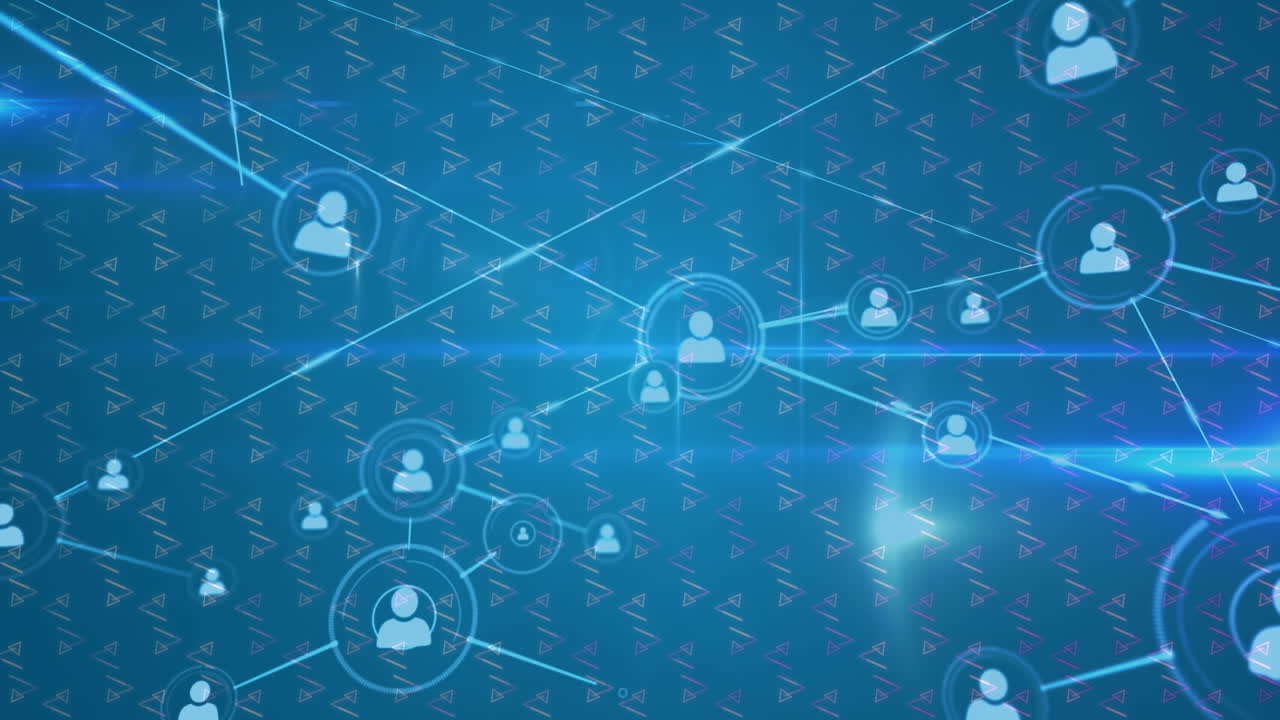 animación de la red de conexiones con iconos sobre formas