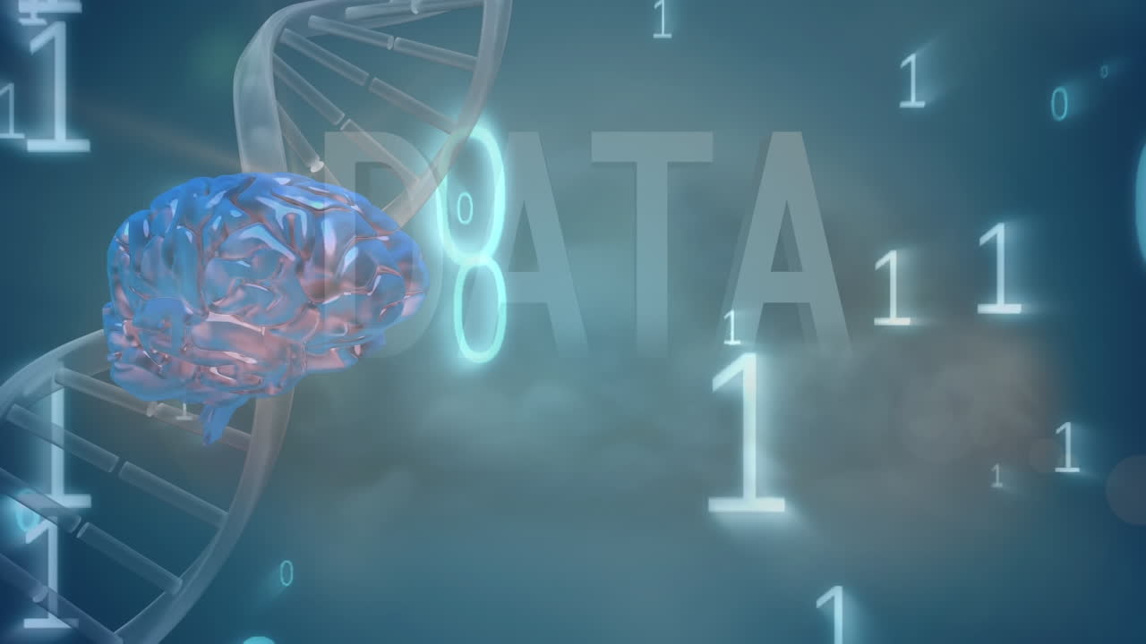 animación de la cadena de adn sobre el procesamiento de datos