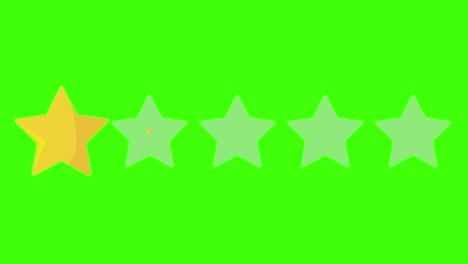 2 two stars rating icon on green screen