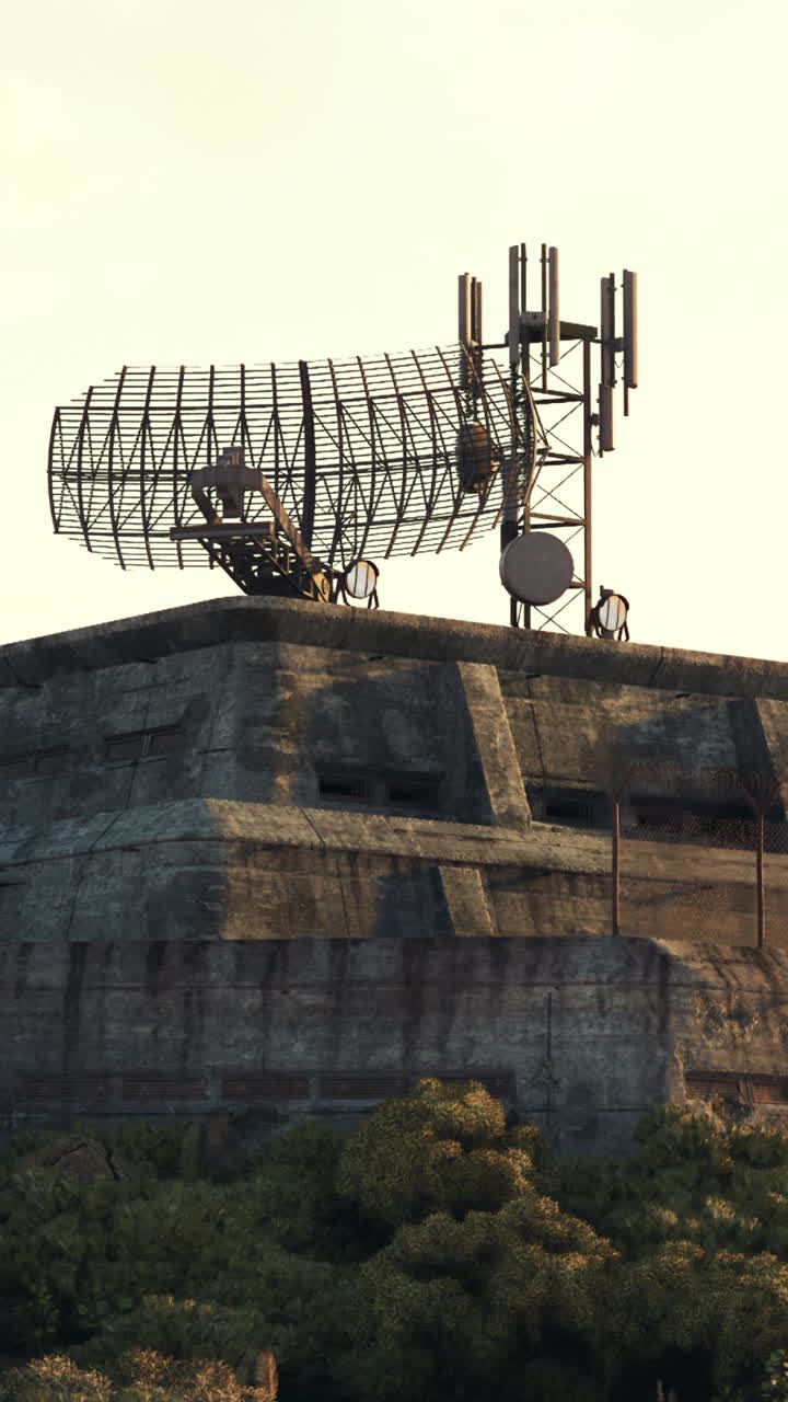 Forladt militærbunker med radartårn
