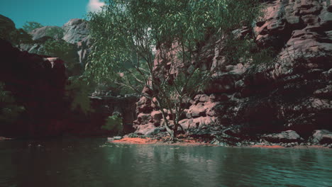 shining rays of the sun reflected in the cold water of the colorado river