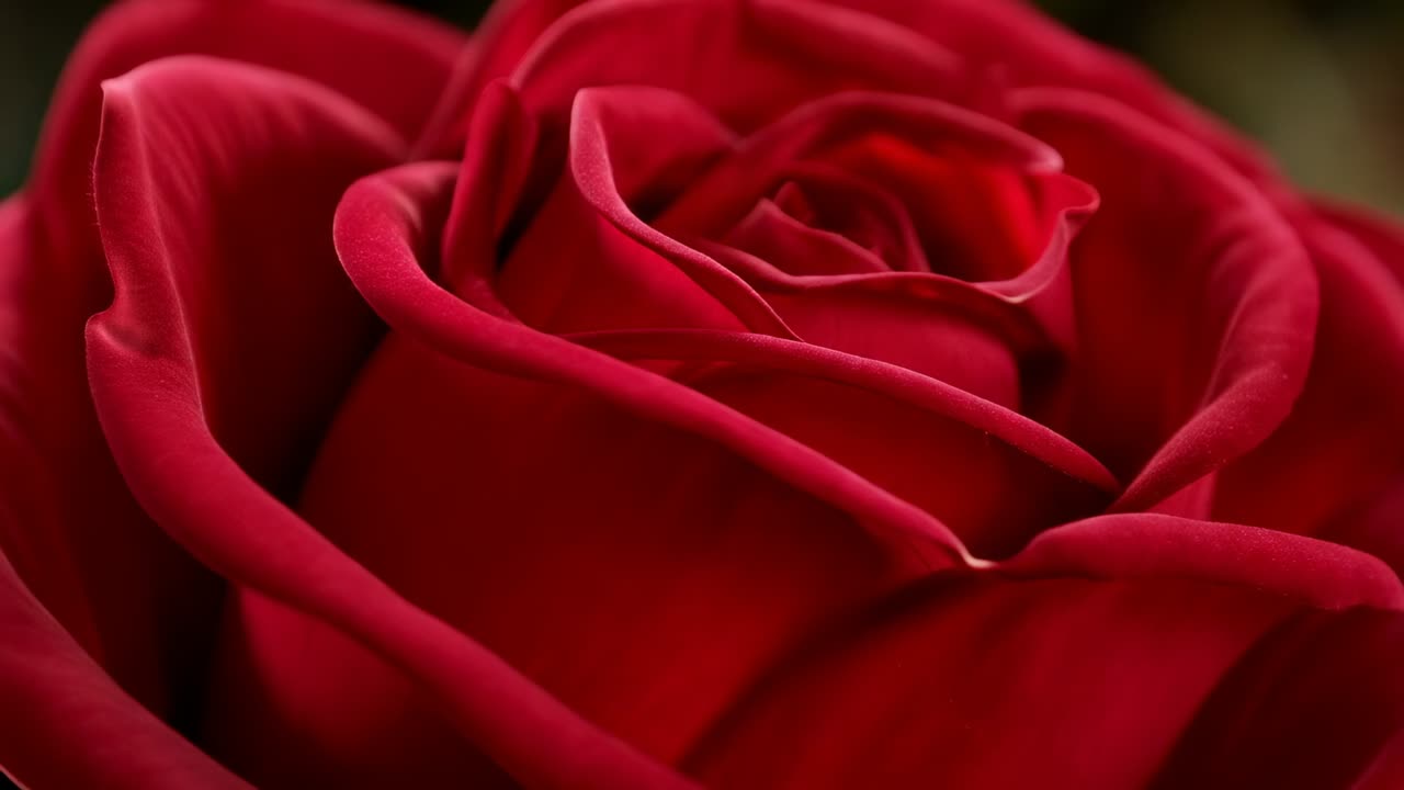 Afastando a câmera, revelando uma única rosa vermelha escura em flor no jardim, pétalas em camadas, bokeh superficial