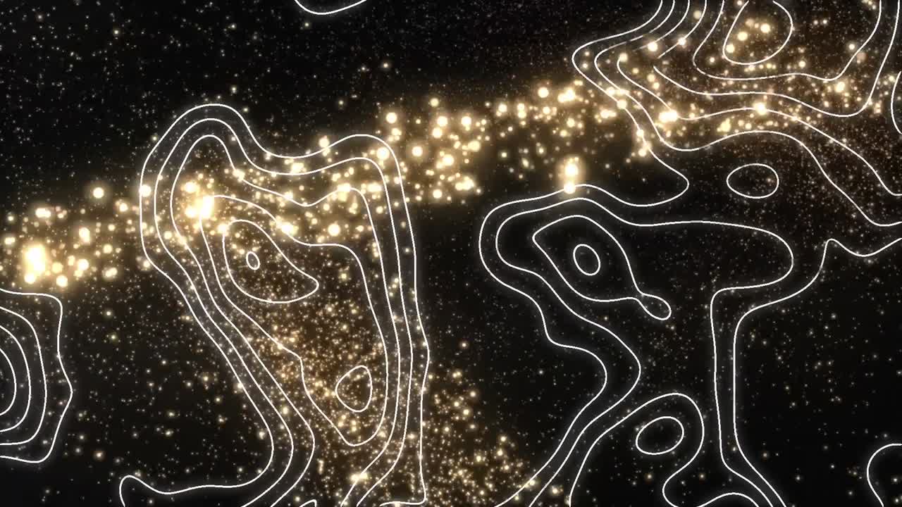 흑색 배경에  ⁇  불꽃놀이와 반 ⁇ 이는 트레일 위에 움직이는  ⁇ 색 윤 ⁇  선의 애니메이션