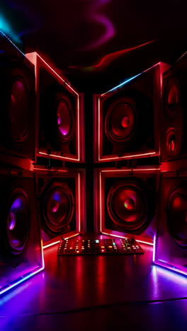 vibrant audio visuals with colorful speakers